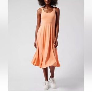 ATHLETA CACTUS PEACH SANTORINI MIDI DRESS Sz S distressed comfy